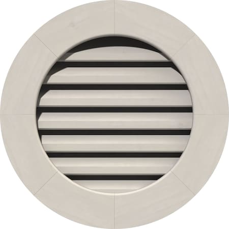 Round Gable Vent Primed, Functional, Pine Gable Vent W/ 1 X 4 Flat Trim Frame, 12W X 12H